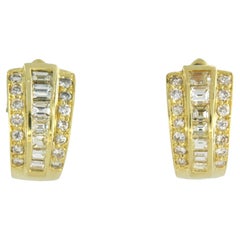 Earrings with square cut and brilliant cut diamonds up to 1.50ct 18k gold