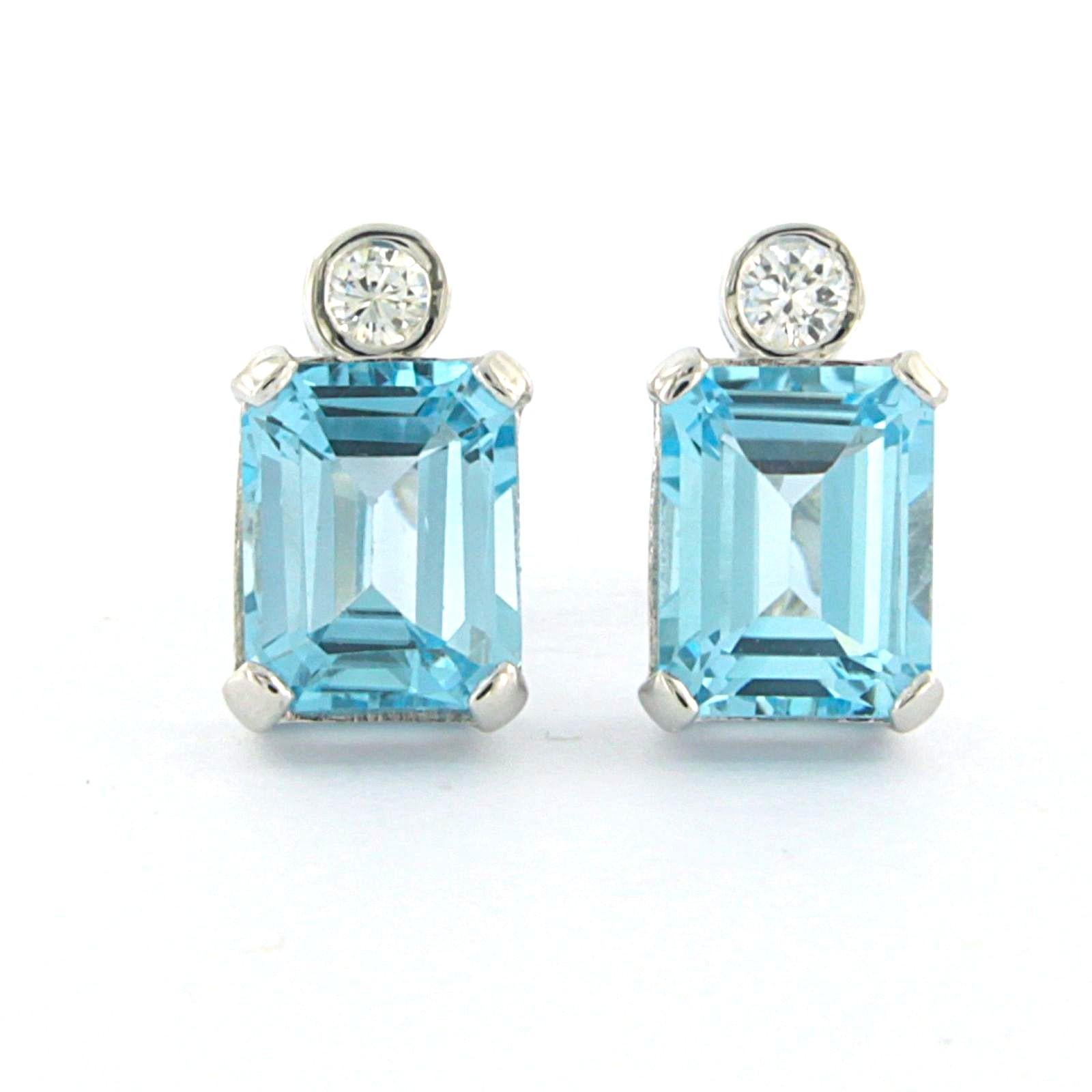 Boucles d'oreilles en or 14 carats avec topaze et diamants cit brillants jusqu'à 0,20 carat 3,8 grammes en vente 1