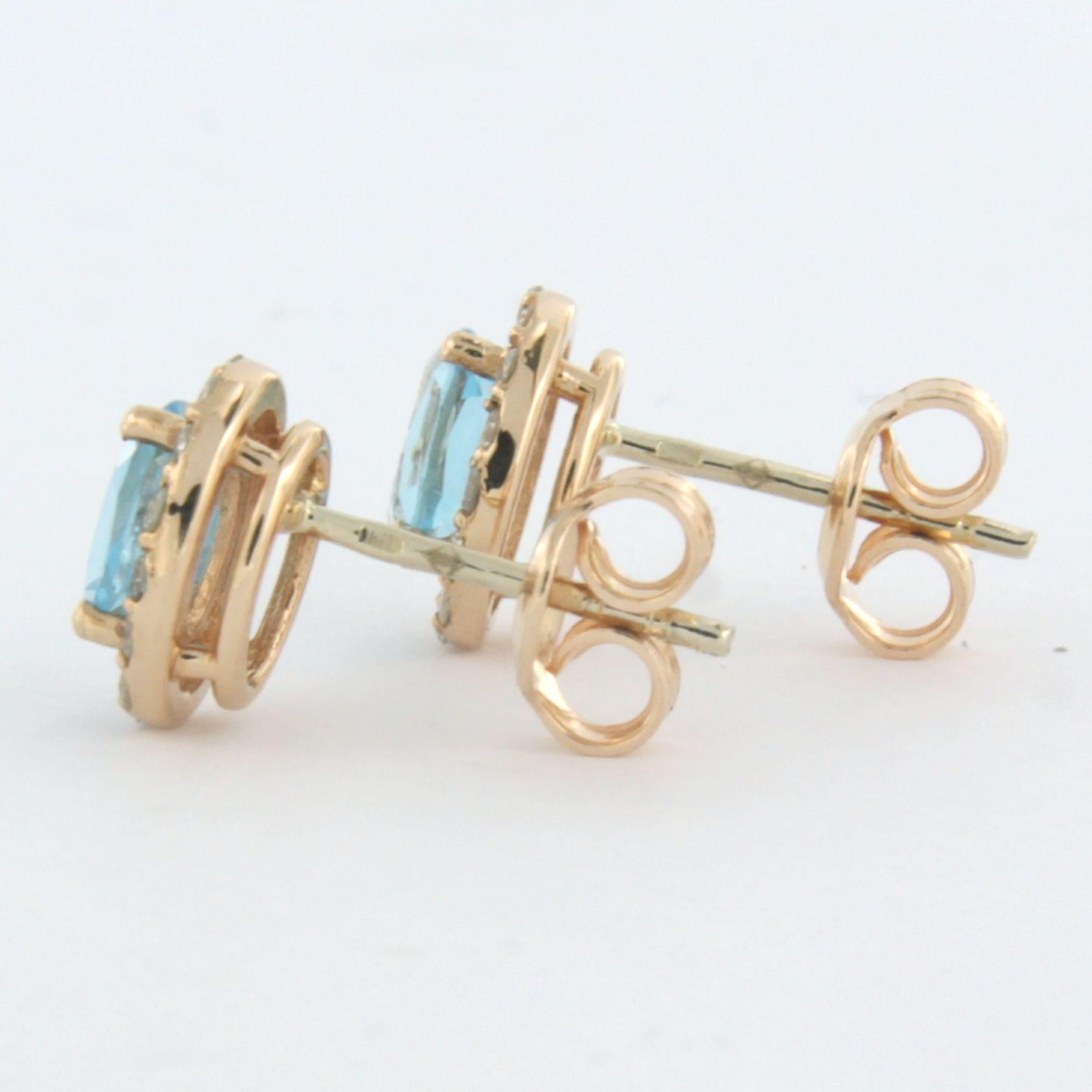 Earrings with topaz and brilliant cut diamonds up to 0.26ct 14k pink gold For Sale 1