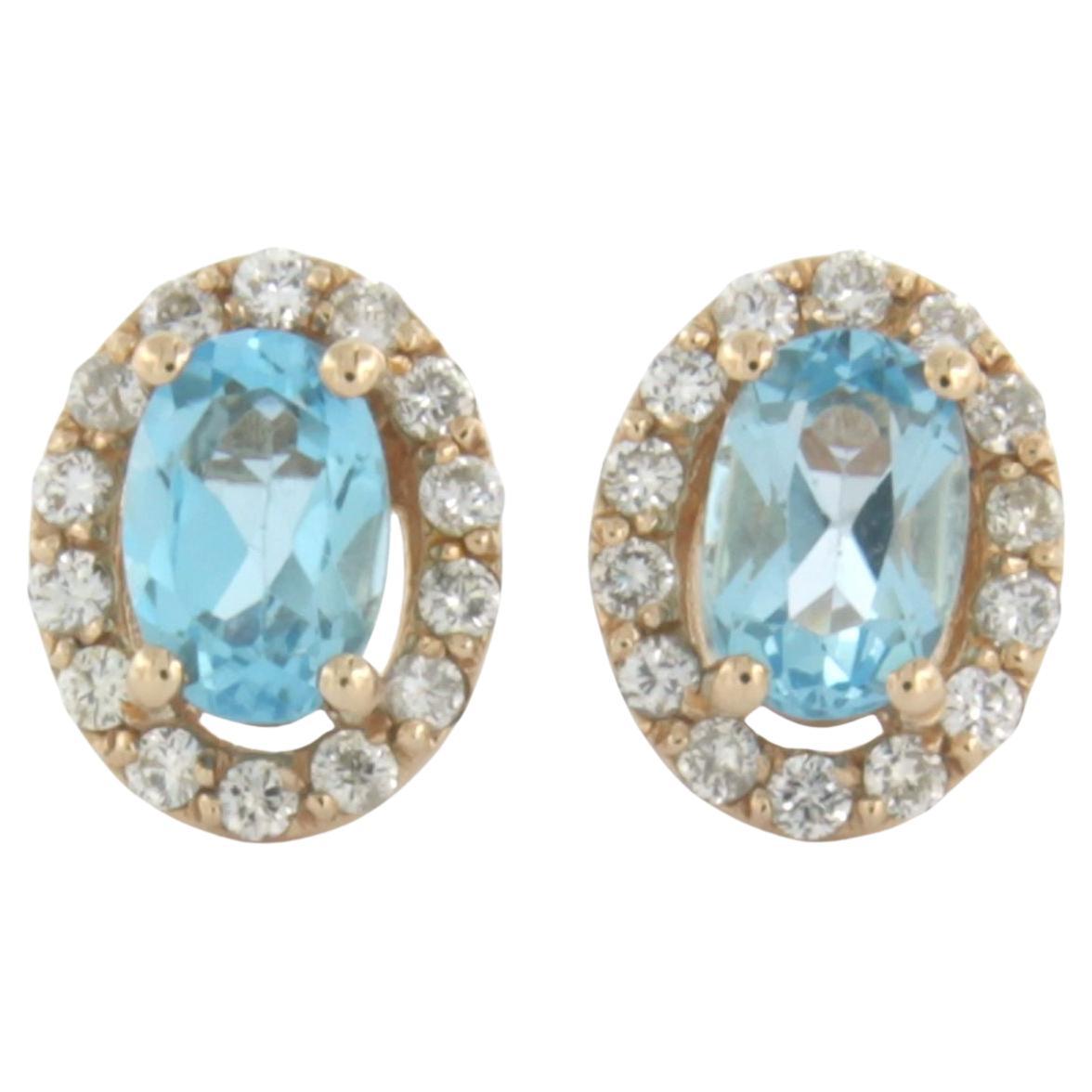 Earrings with topaz and brilliant cut diamonds up to 0.26ct 14k pink gold