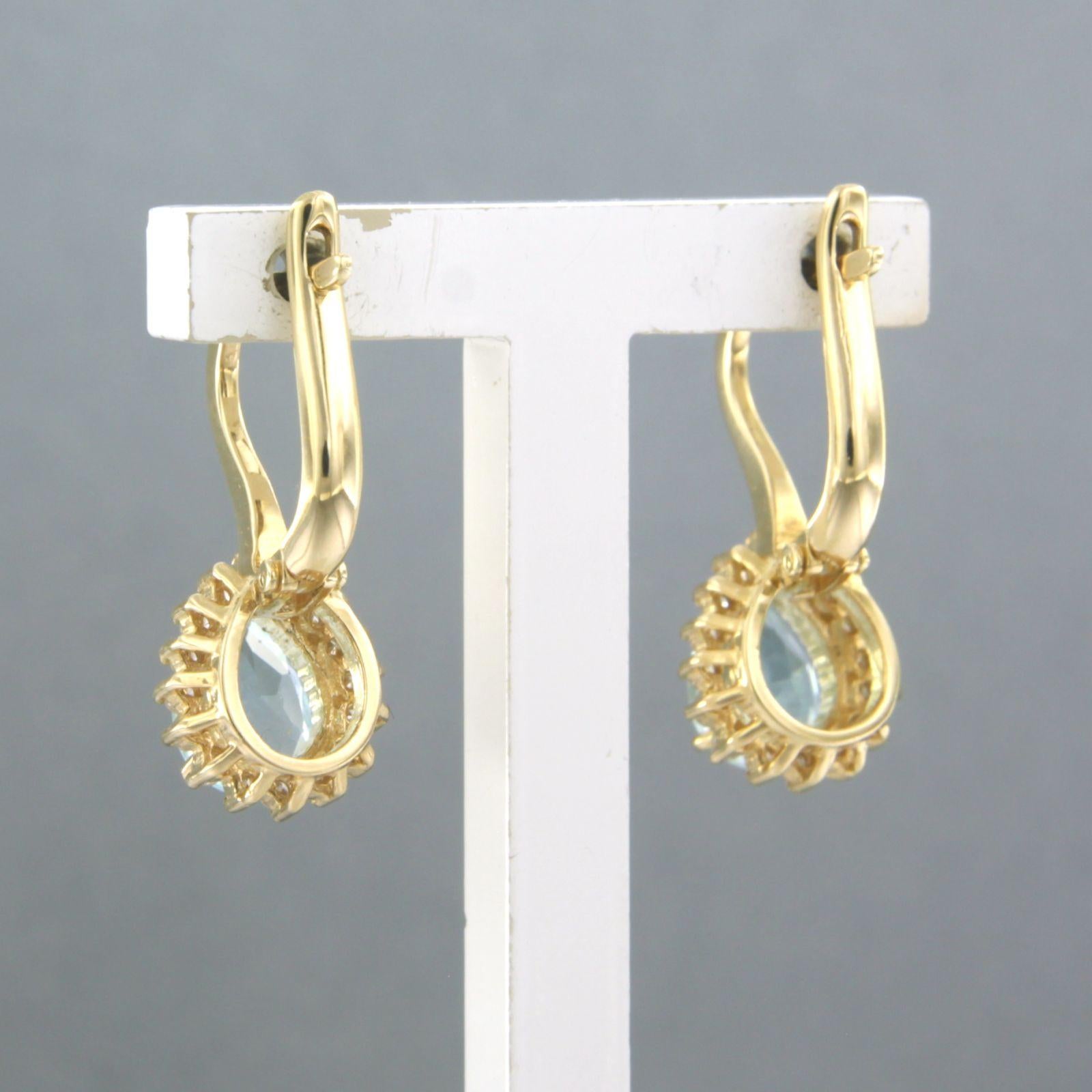 Boucles d'oreilles avec topaze et diamants taille brillant jusqu'à 0,30ct Or jaune 18k Neuf - En vente à The Hague, ZH