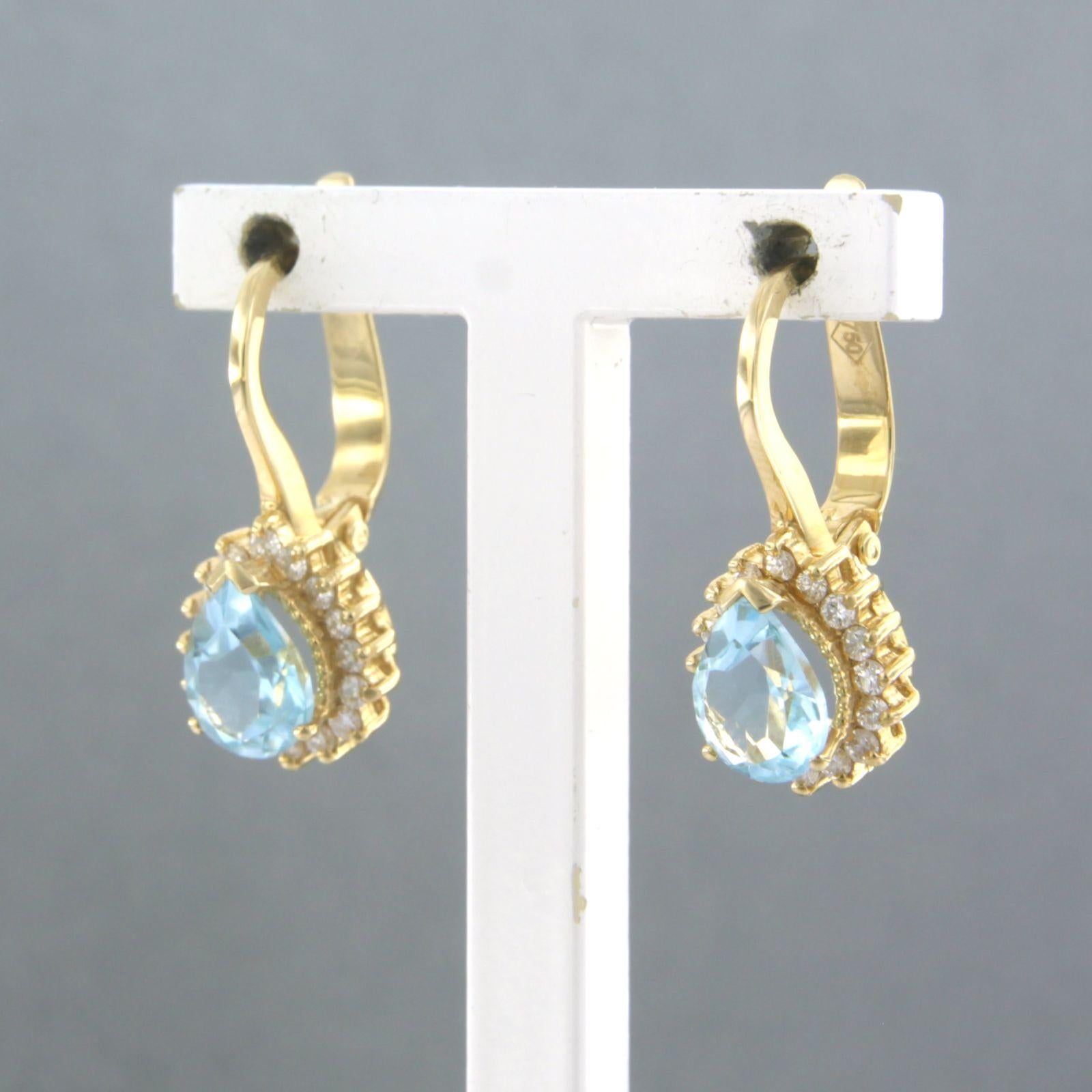 Boucles d'oreilles avec topaze et diamants taille brillant jusqu'à 0,30ct Or jaune 18k Pour femmes en vente