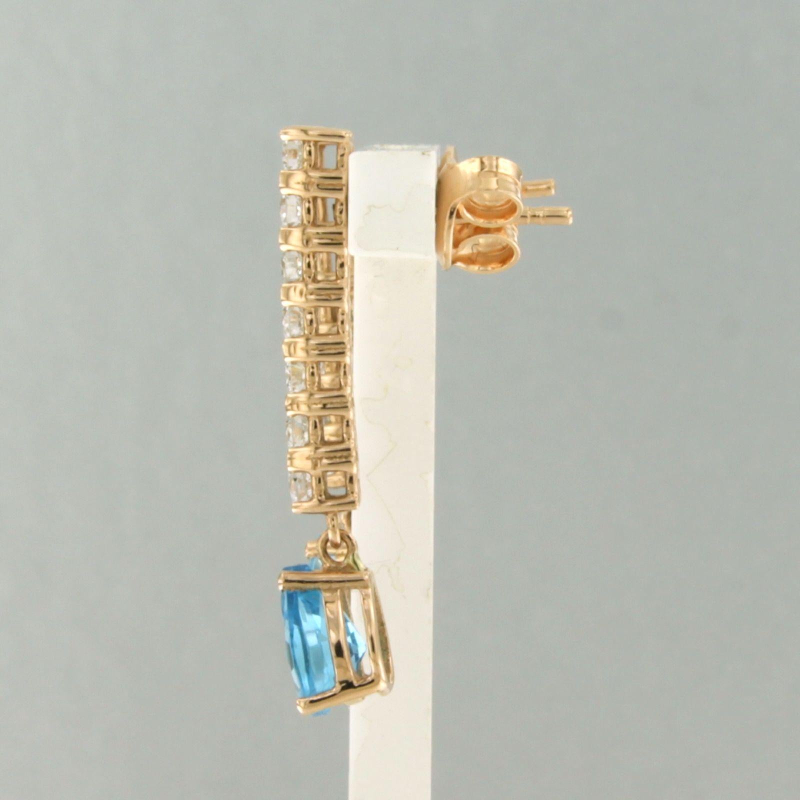 Earrings with topaz and brilliant cut diamonds up to 0.50ct 18k gold 3.3 grams Moderno en venta