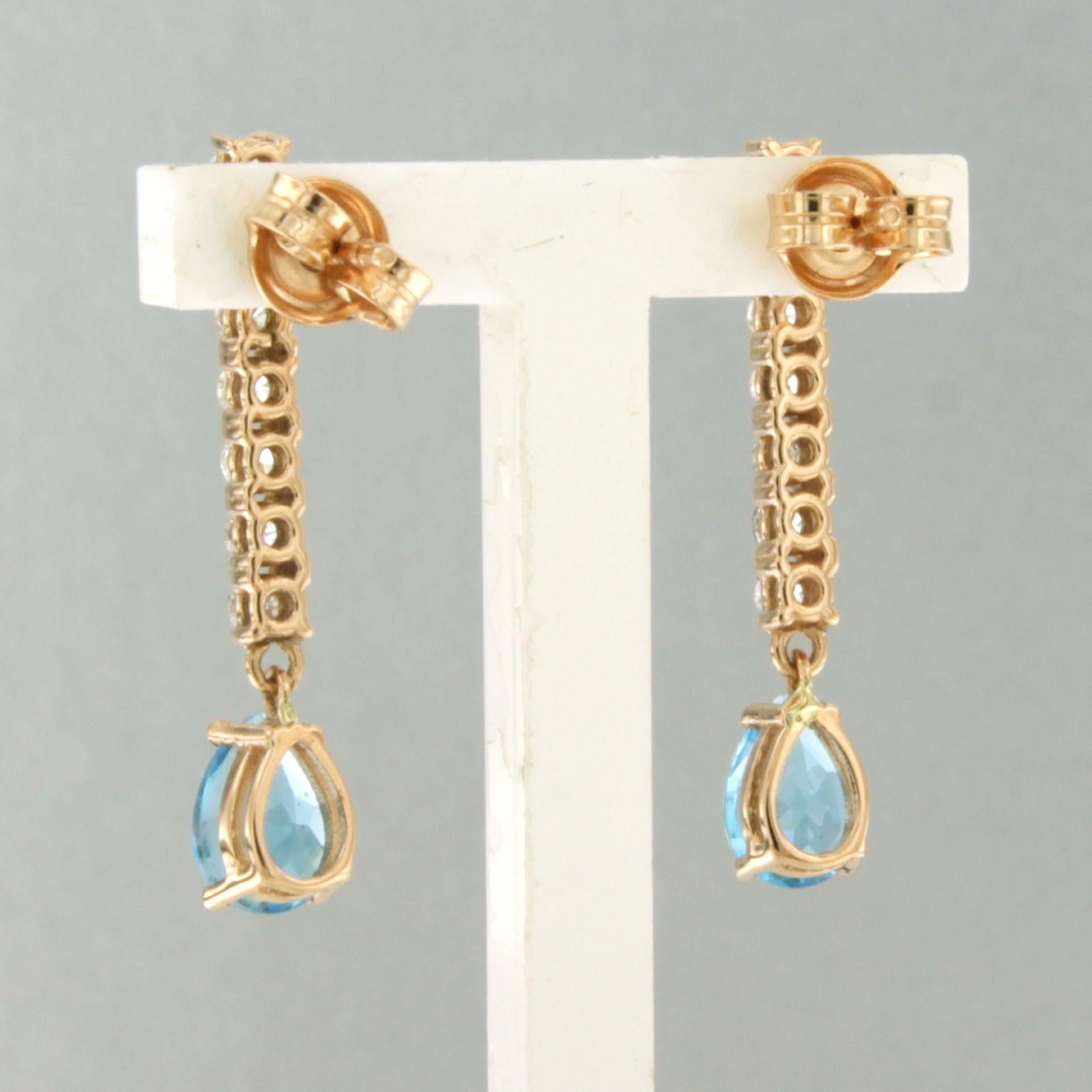 Earrings with topaz and brilliant cut diamonds up to 0.50ct 18k gold 3.3 grams Corte brillante en venta