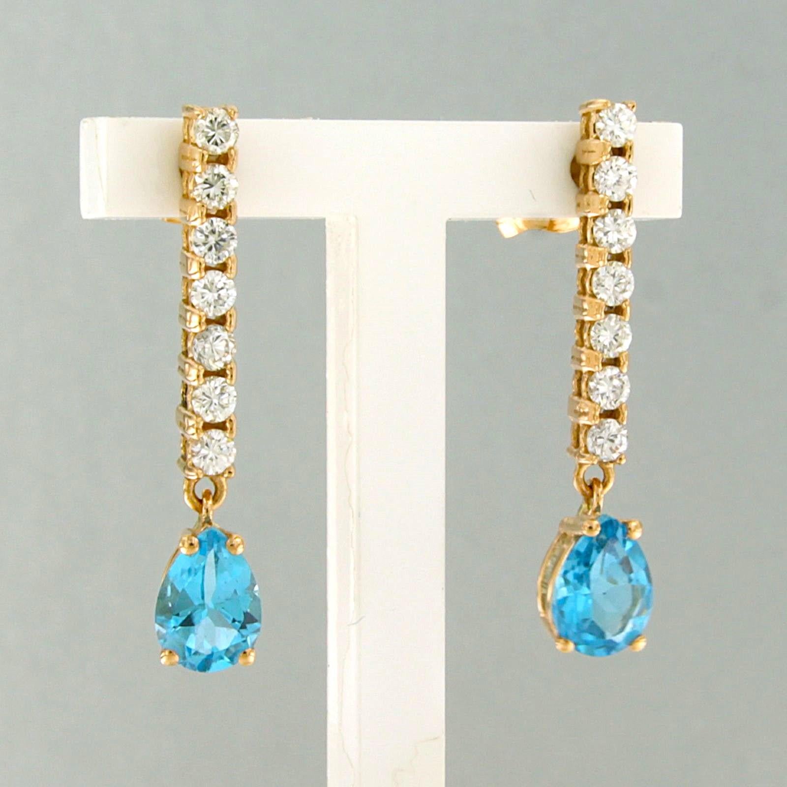 De las mujeres Earrings with topaz and brilliant cut diamonds up to 0.50ct 18k gold 3.3 grams en venta
