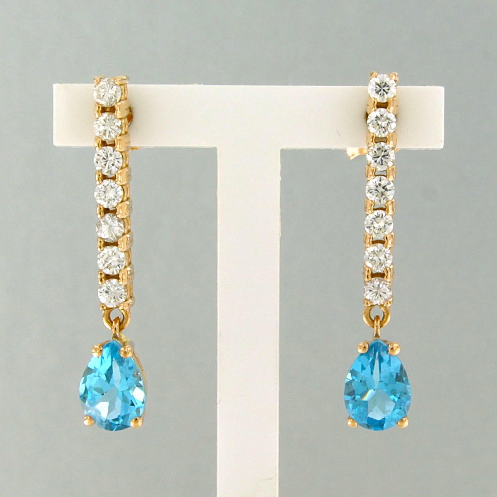 Earrings with topaz and brilliant cut diamonds up to 0.50ct 18k gold 3.3 grams en venta 1