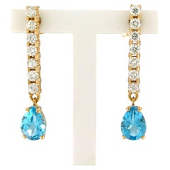 Earrings with topaz and brilliant cut diamonds up to 0.50ct 18k gold 3.3 grams