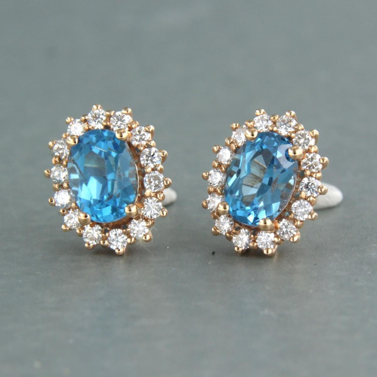 Ohrringe mit Topas und Diamanten im Brillantschliff bis zu 0,52 Karat 18 Karat Roségold (Moderne) im Angebot