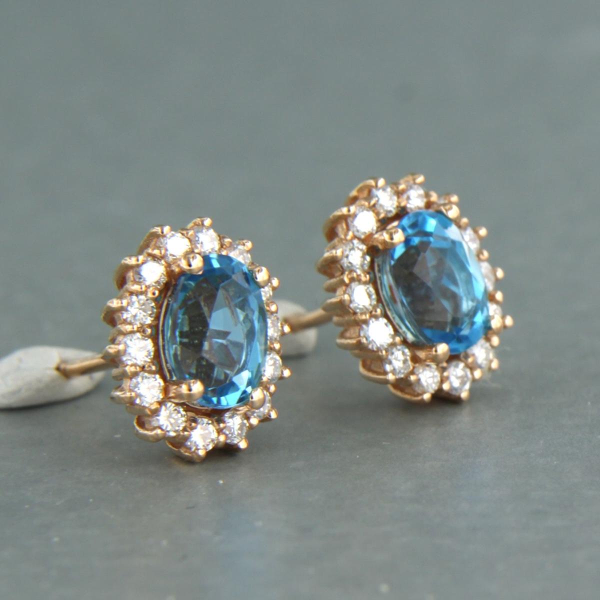Ohrringe mit Topas und Diamanten im Brillantschliff bis zu 0,52 Karat 18 Karat Roségold im Zustand „Neu“ im Angebot in The Hague, ZH