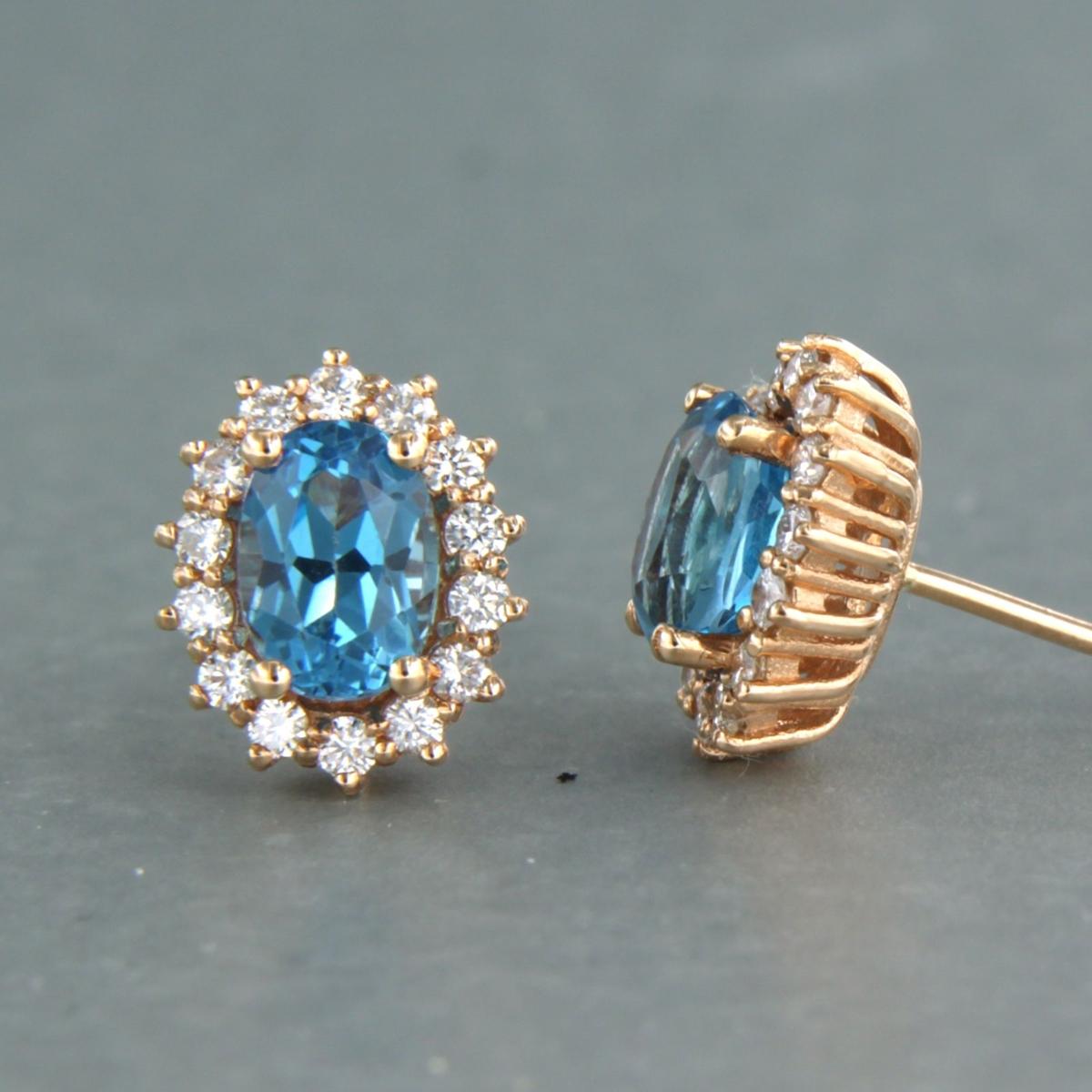 Ohrringe mit Topas und Diamanten im Brillantschliff bis zu 0,52 Karat 18 Karat Roségold im Angebot 1