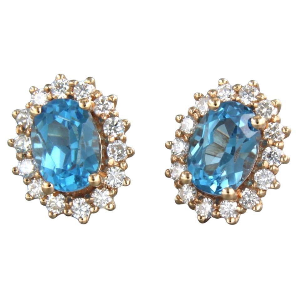 Ohrringe mit Topas und Diamanten im Brillantschliff bis zu 0,52 Karat 18 Karat Roségold im Angebot