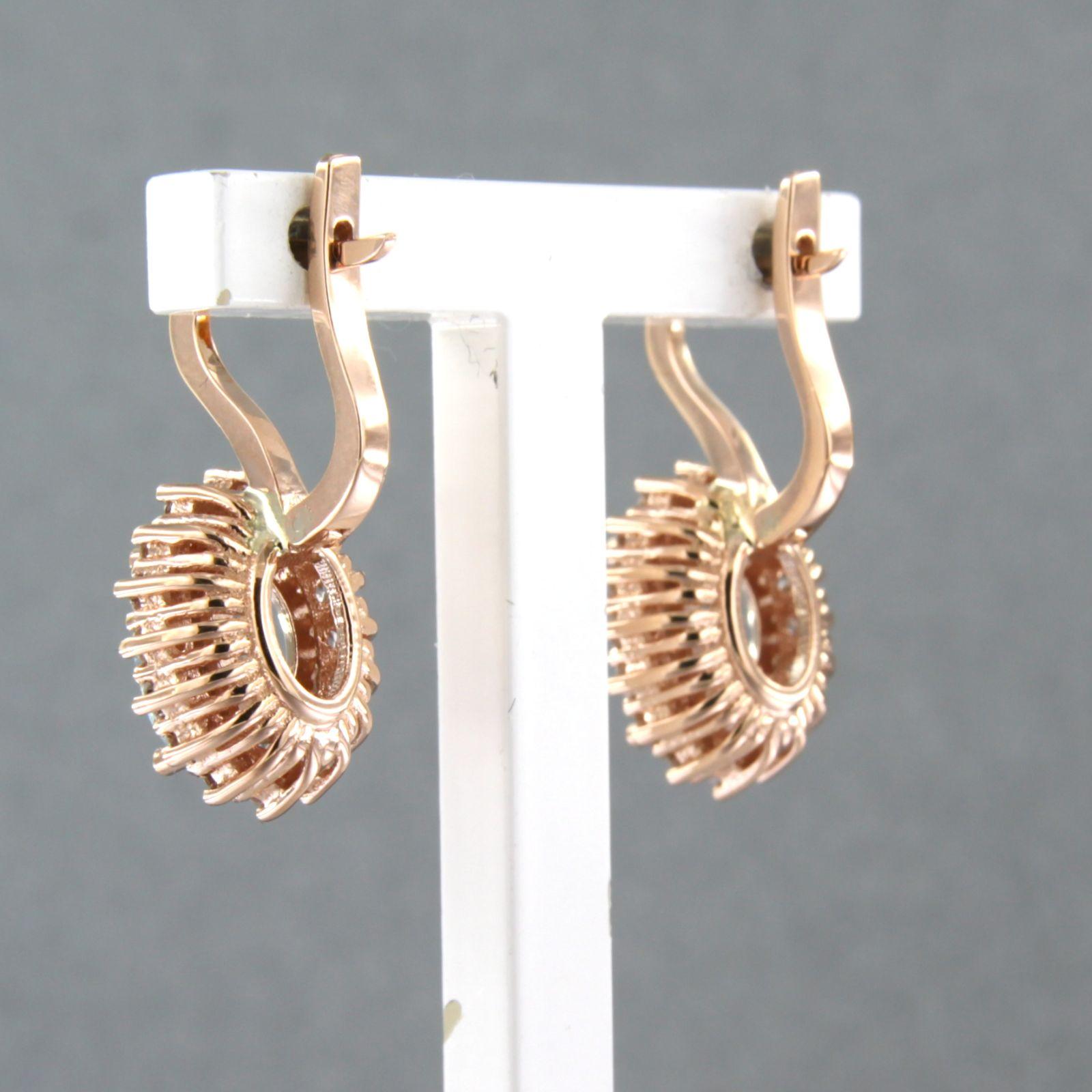 Boucles d'oreilles avec topaze et diamants taille brillant jusqu'à 0,60ct 5,5 grammes Or 18k Neuf - En vente à The Hague, ZH