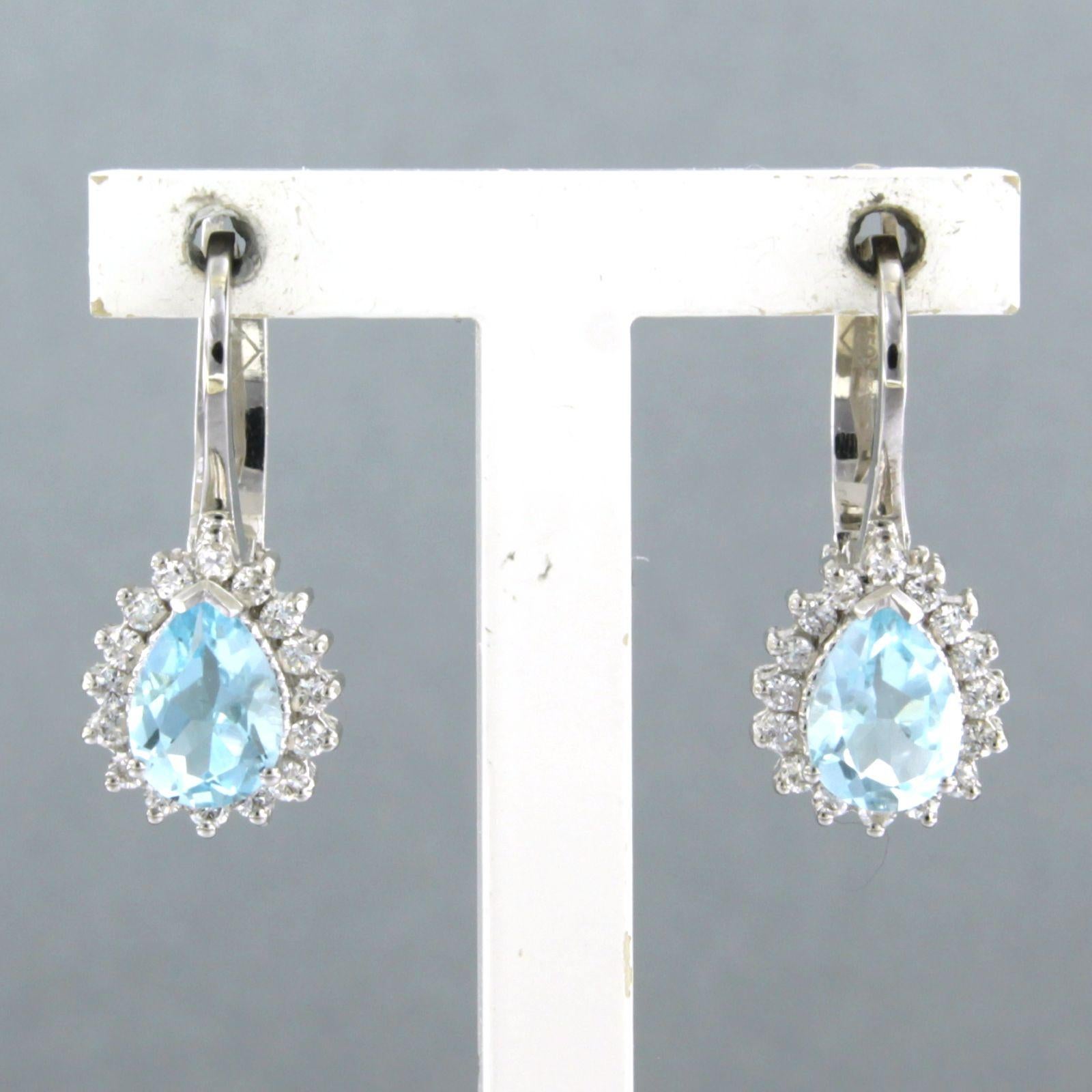 Modern Earrings with Topaz and Diamond 18k white gold For Sale