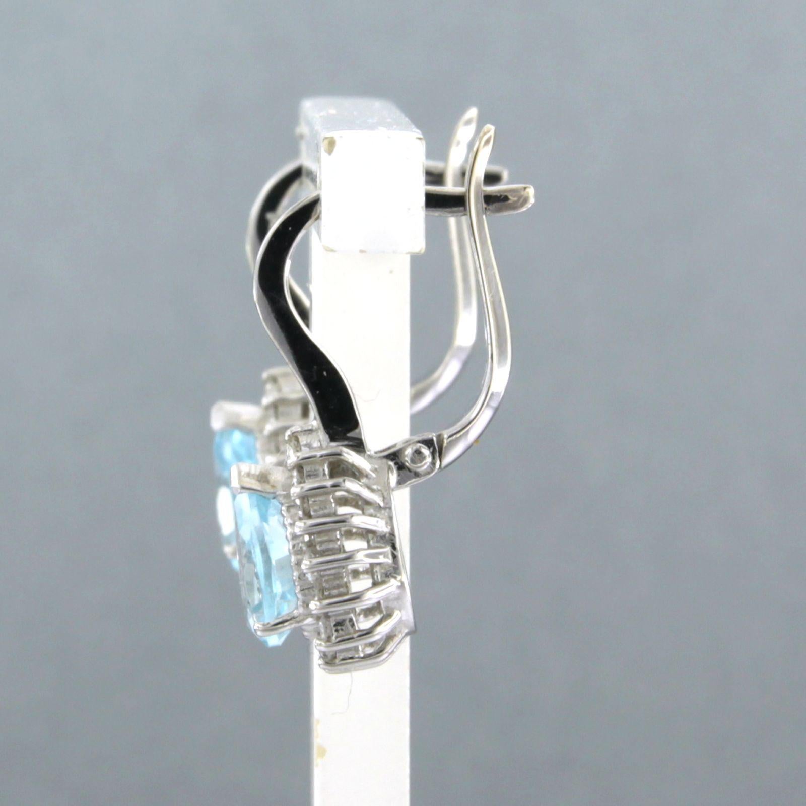 Women's Earrings with Topaz and Diamond 18k white gold For Sale