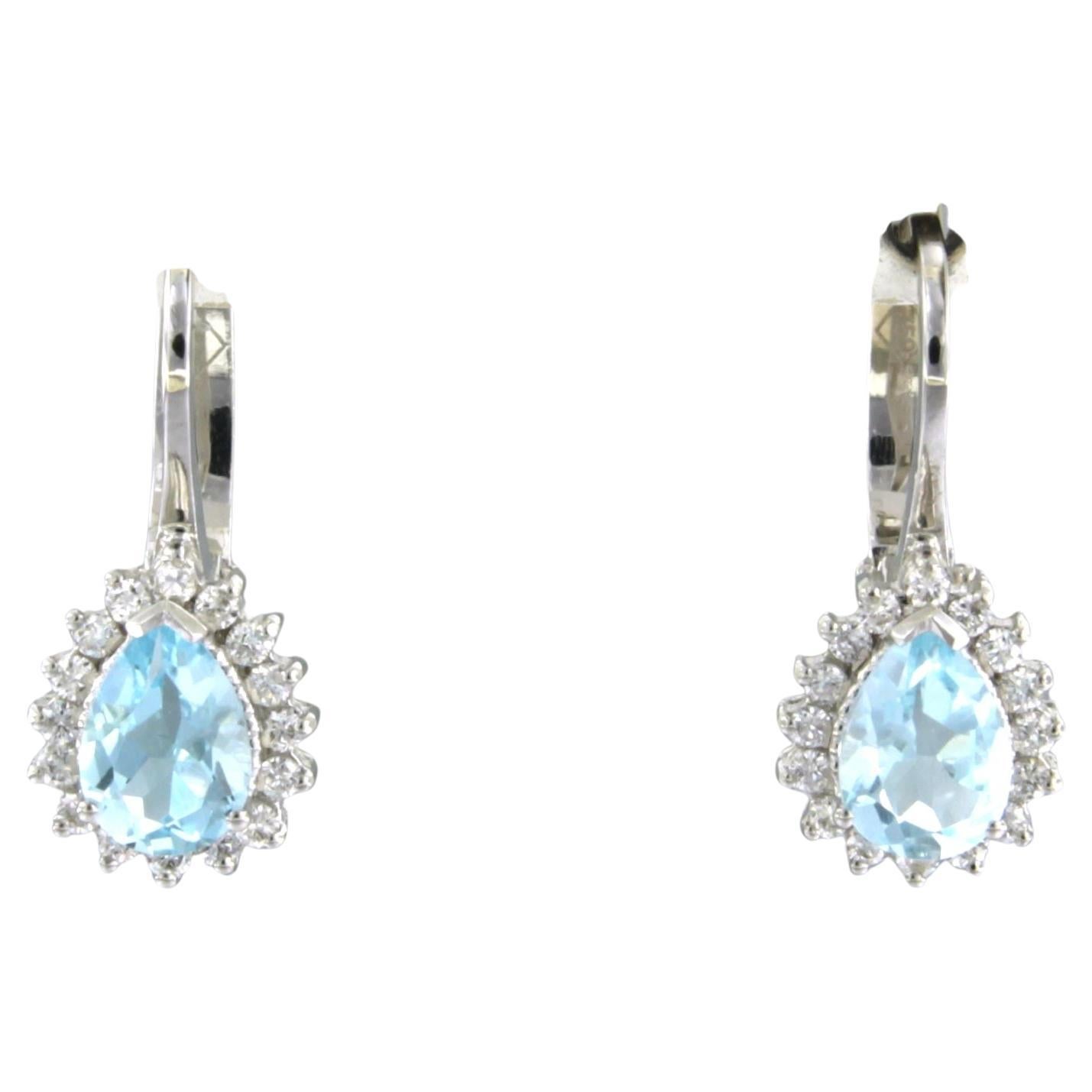 Earrings with Topaz and Diamond 18k white gold For Sale
