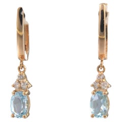 Earrings with topaz and diamonds 18k pink gold