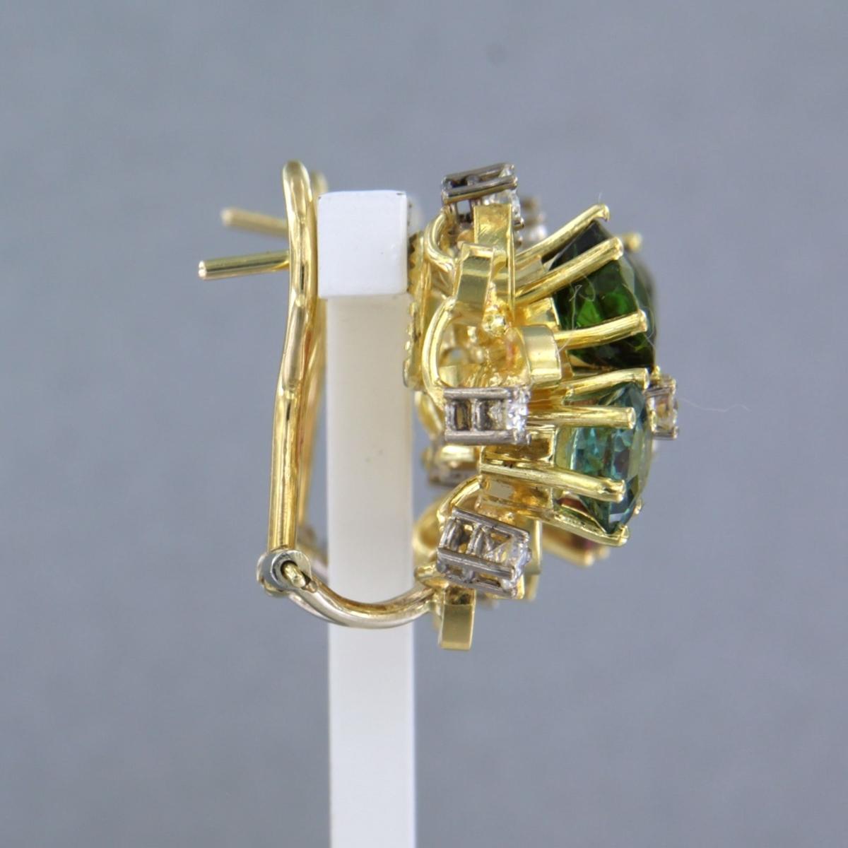 Pendientes con topacio, turmalina y diamantes talla brillante de hasta 0,80 ct Oro de 14k Moderno en venta
