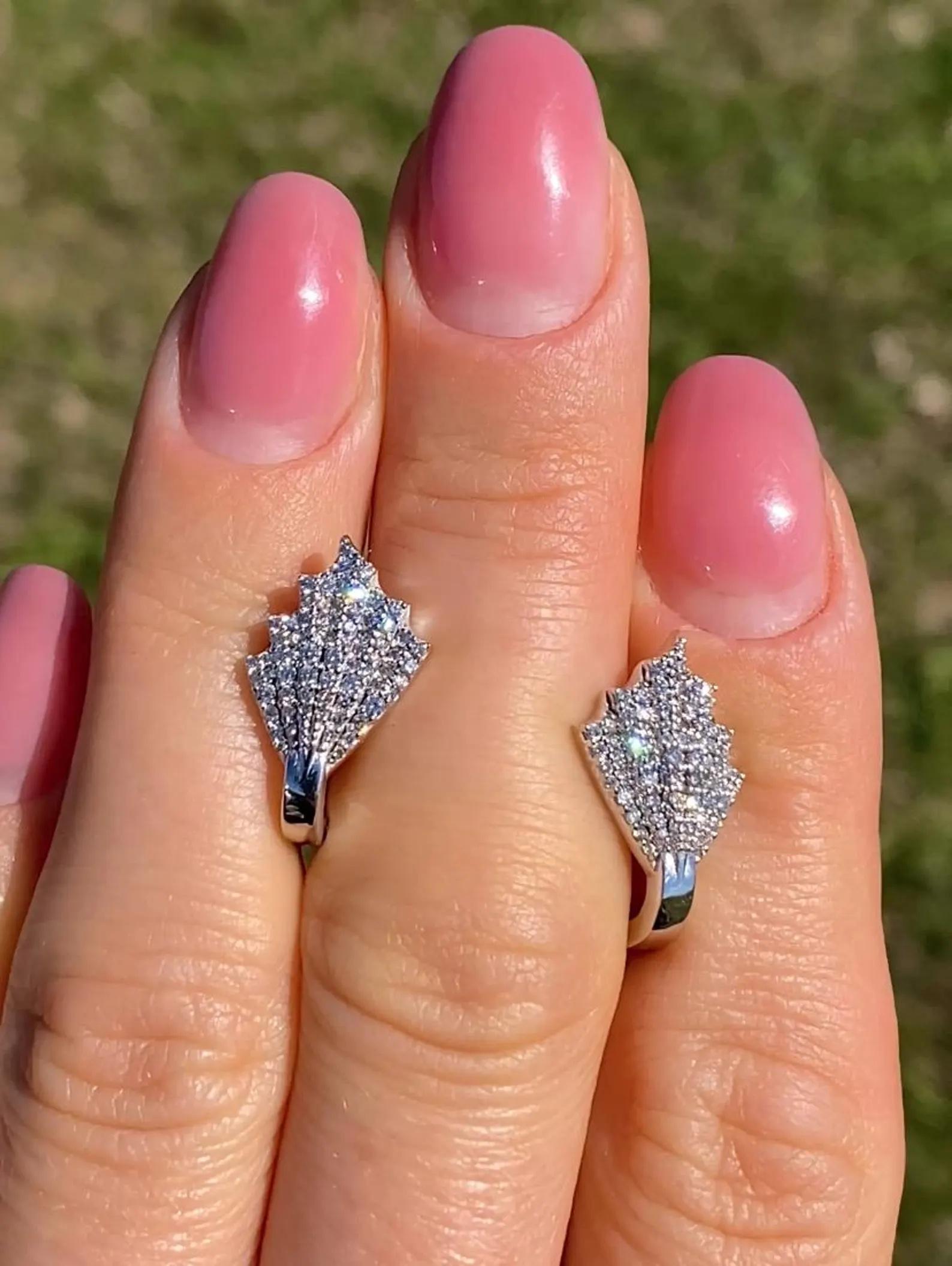 De las mujeres Pendientes con gemas naturales Turmalina y Diamante, Oro Blanco 18 Kilates en venta