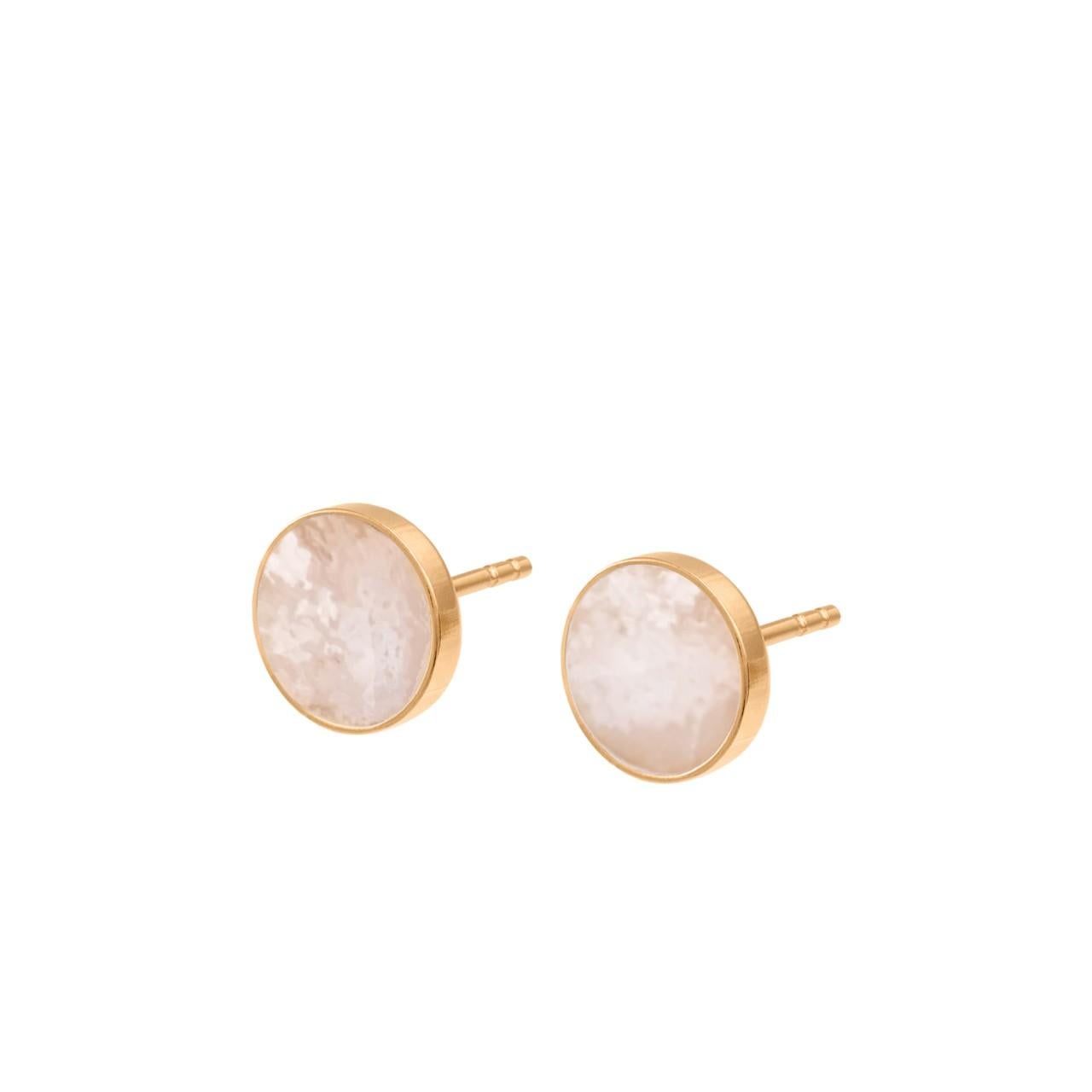 Classic earrings studs with a white stone are a great addition to a timeless capsule wardrobe. You can wear them with absolutely any outfit. They are not only stylish but also super comfy to wear. 
The stone that adorns the earring is opal - mineral