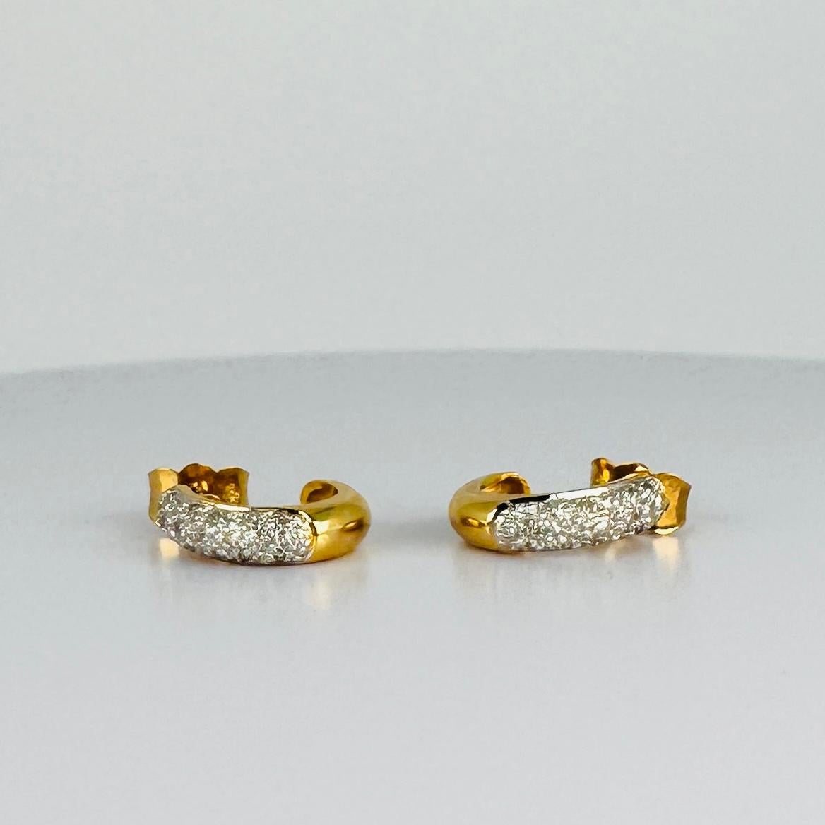 Earrings yellow gold 18 carat natural diamonds 0.20 carat single cut For Sale 5