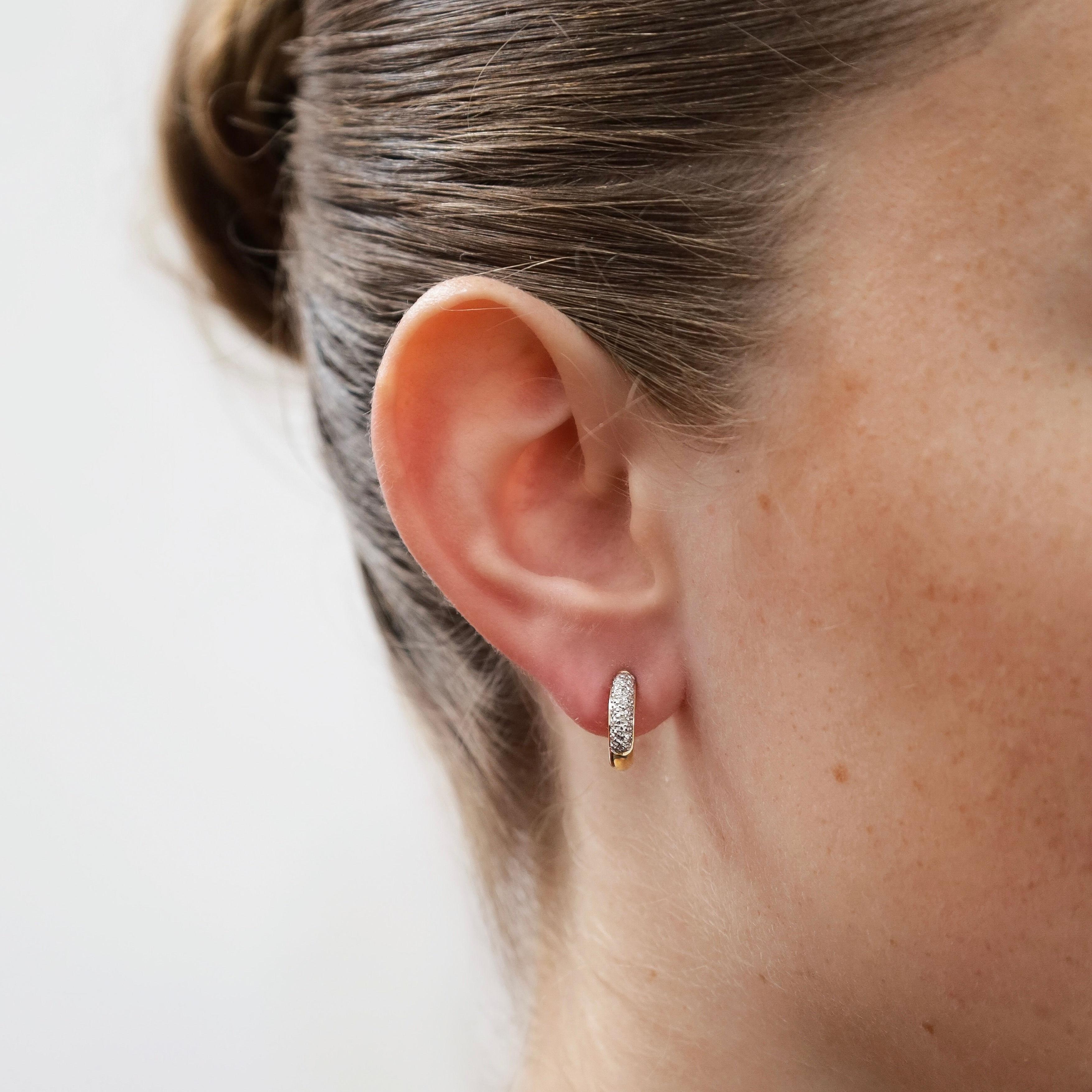 Single Cut Earrings yellow gold 18 carat natural diamonds 0.20 carat single cut For Sale