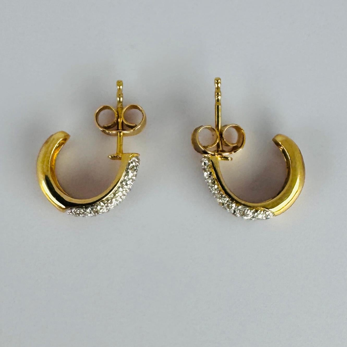 Earrings yellow gold 18 carat natural diamonds 0.20 carat single cut For Sale 3