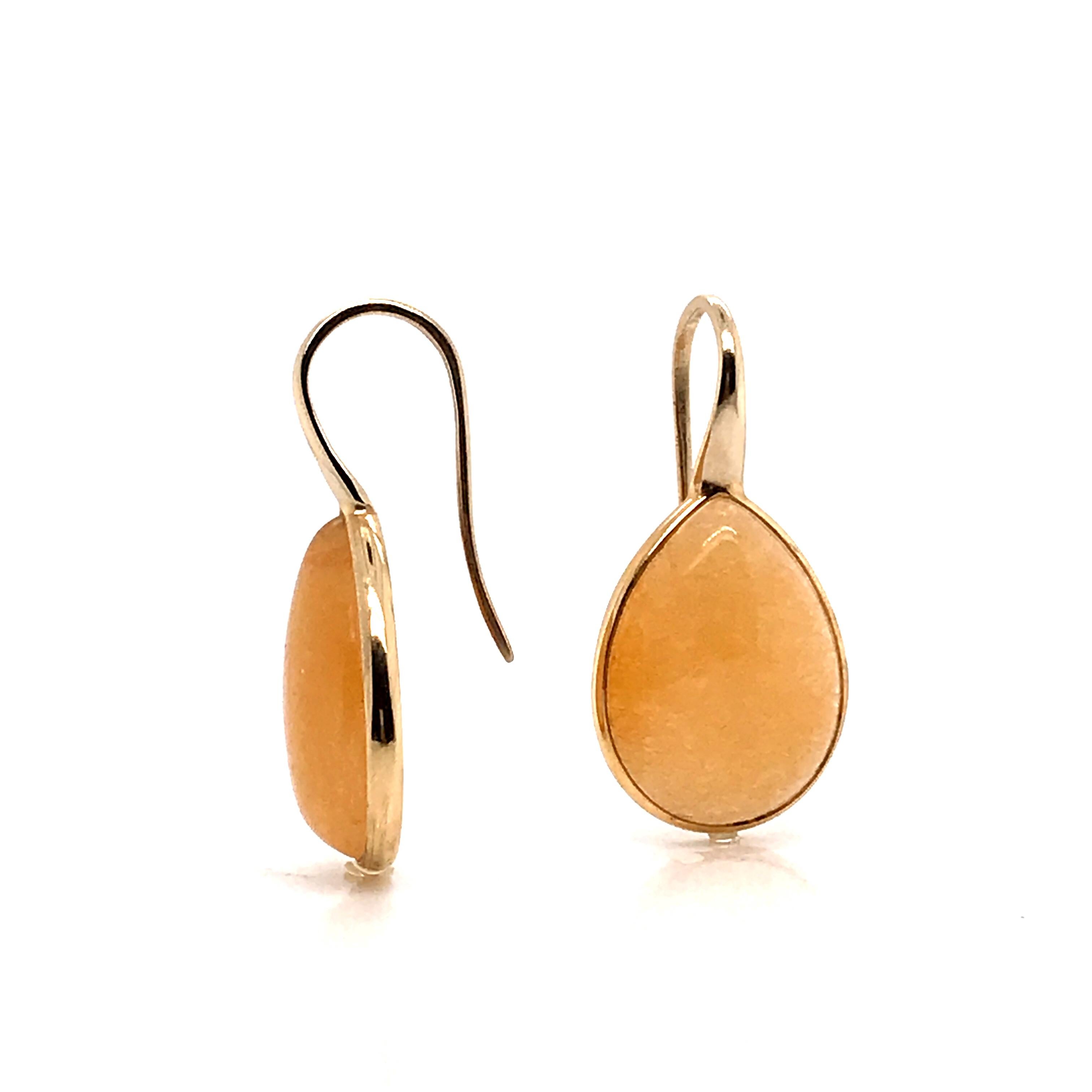 Women's Earrings Yellow Jade with Pink Gold 18 Carats For Sale