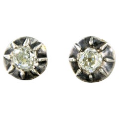 Earrings zet with diamonds 18k gold and silver