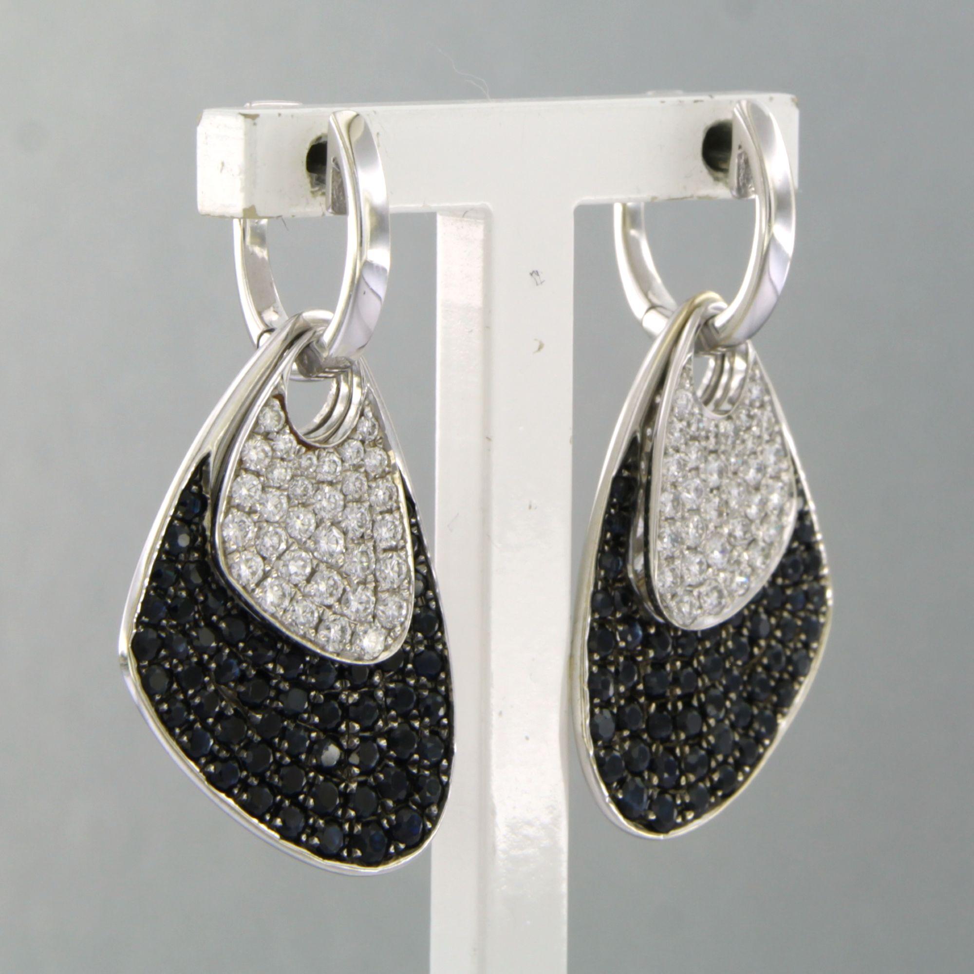 Ohrringe mit Saphiren und Diamanten im Brillantschliff bis zu 0,60ct 18k Gold 10,0 Gramm im Angebot 1