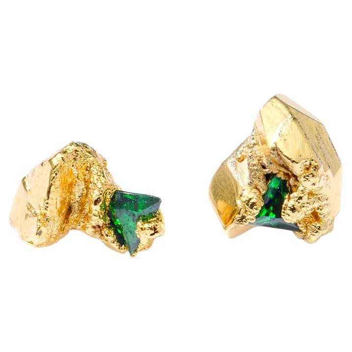 Earth 1 Pair Of Earrings in Silver Plate 
Crystal Stone by Marion Fillancq