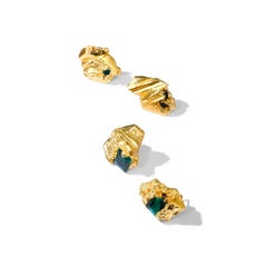 Earth 2 Pair Of Earrings in Silver Plate & Crystal Stone by Marion Fillancq