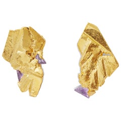 Earth 7 Pair Of Earrings in 24K Gold Plate 
Stone by Marion Fillancq