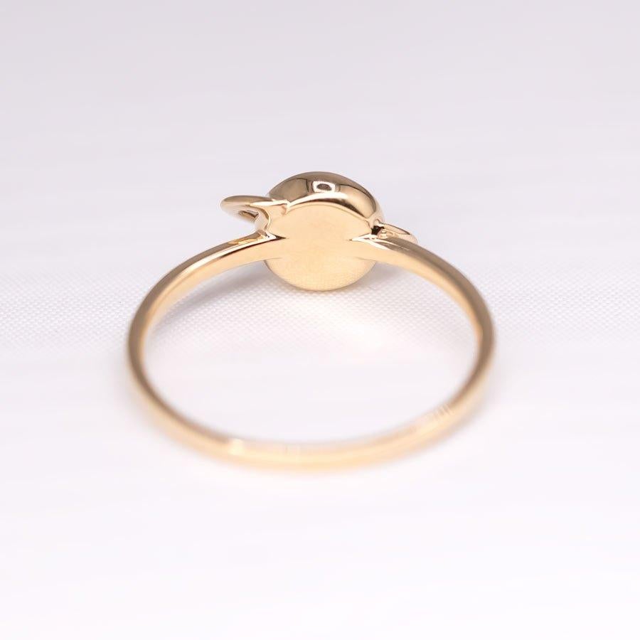 Women's or Men's Earth and Moon Design Australian Doublet Opal & Diamond Ring 18K Yellow Gold. For Sale