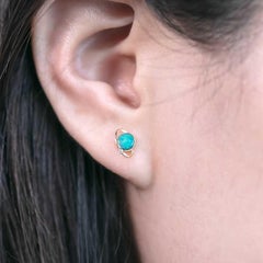 Erde und Mond Design Australischer Opal & Diamant Ohrstecker 14K Gelb