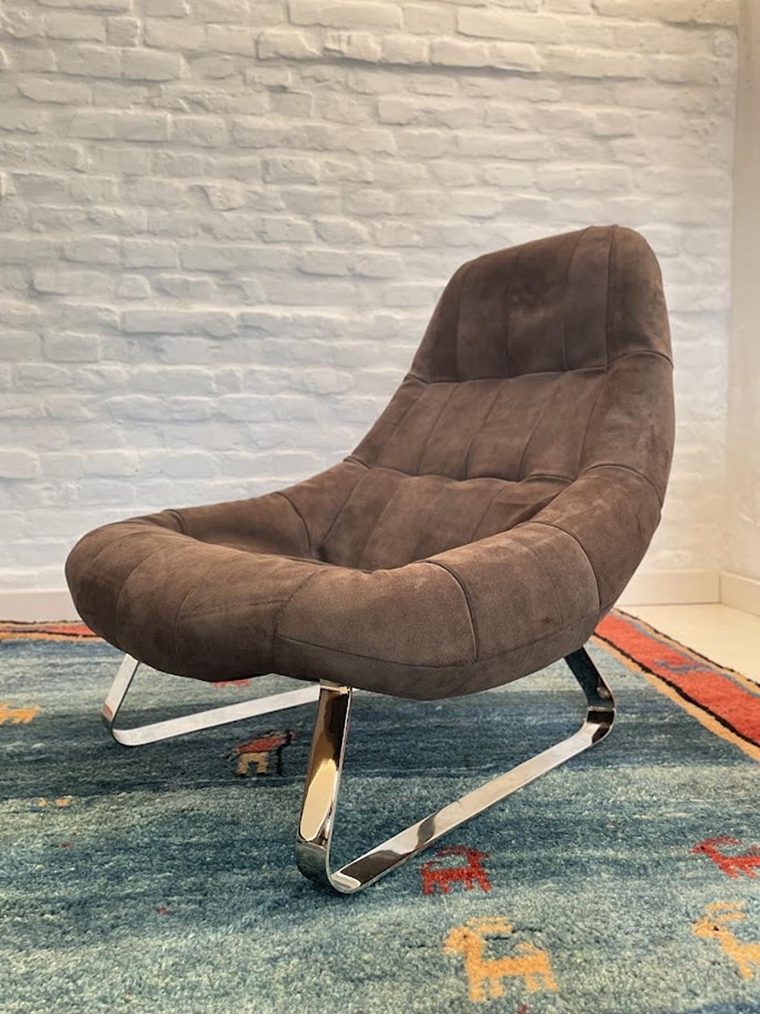 Percival Lafer Suede Earth Lounge Chair e Ottoman 1970s Brasile in vendita 3