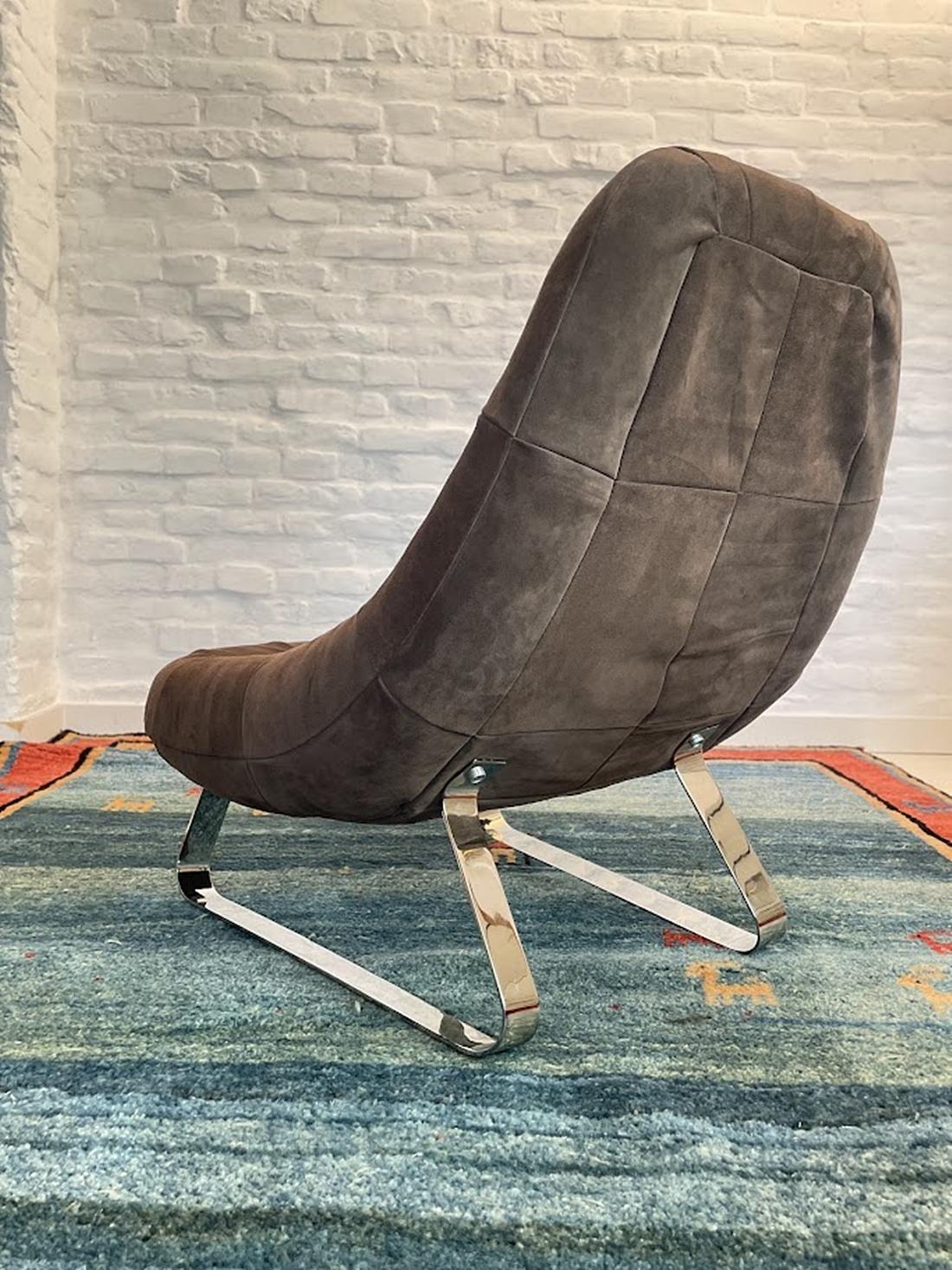 Percival Lafer Suede Earth Lounge Chair e Ottoman 1970s Brasile in vendita 4