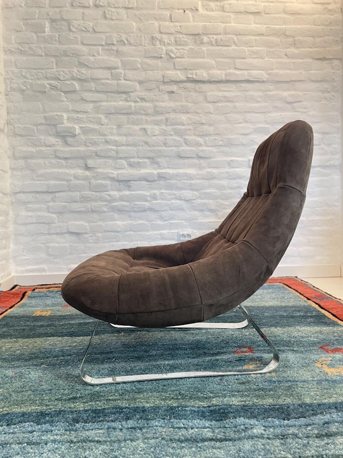 Percival Lafer Suede Earth Lounge Chair e Ottoman 1970s Brasile in vendita 5