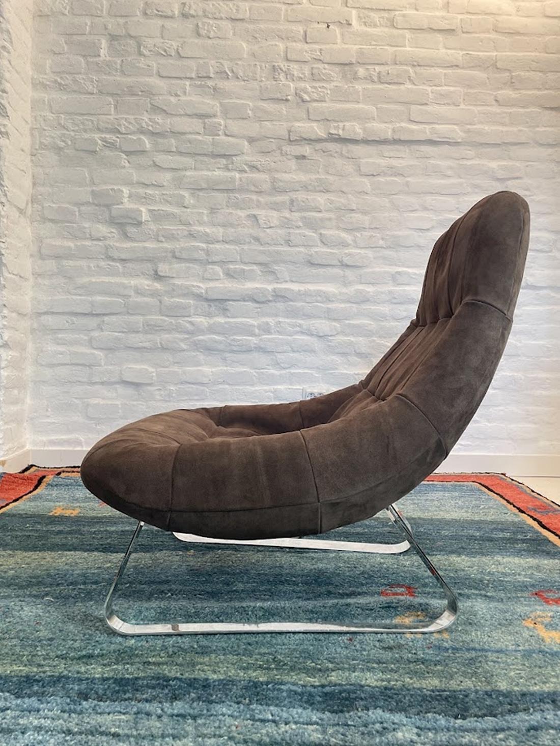 Percival Lafer Suede Earth Lounge Chair e Ottoman 1970s Brasile in vendita 6