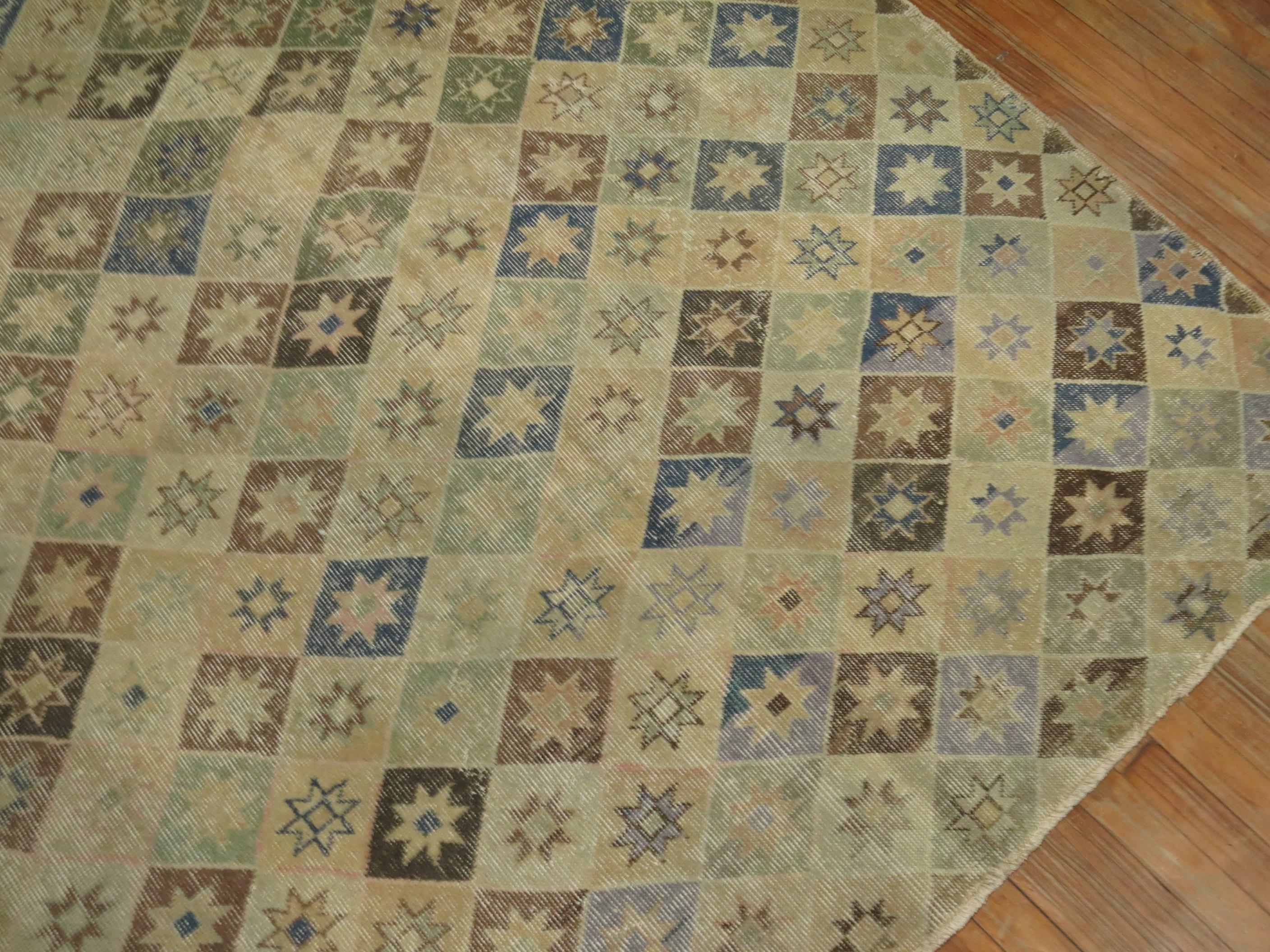 20th Century Earth Color Turkish Deco Rug For Sale