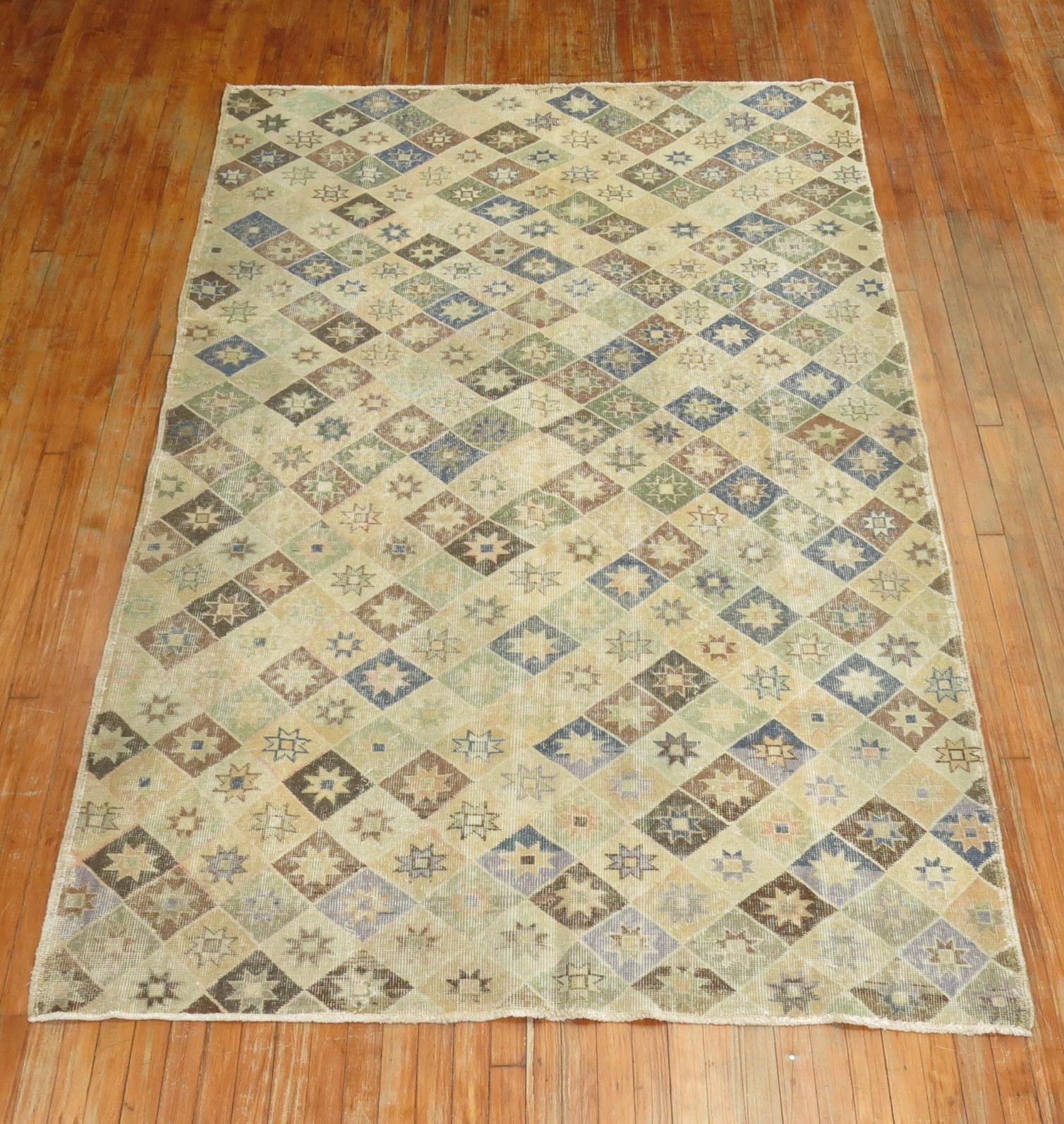 Wool Earth Color Turkish Deco Rug For Sale