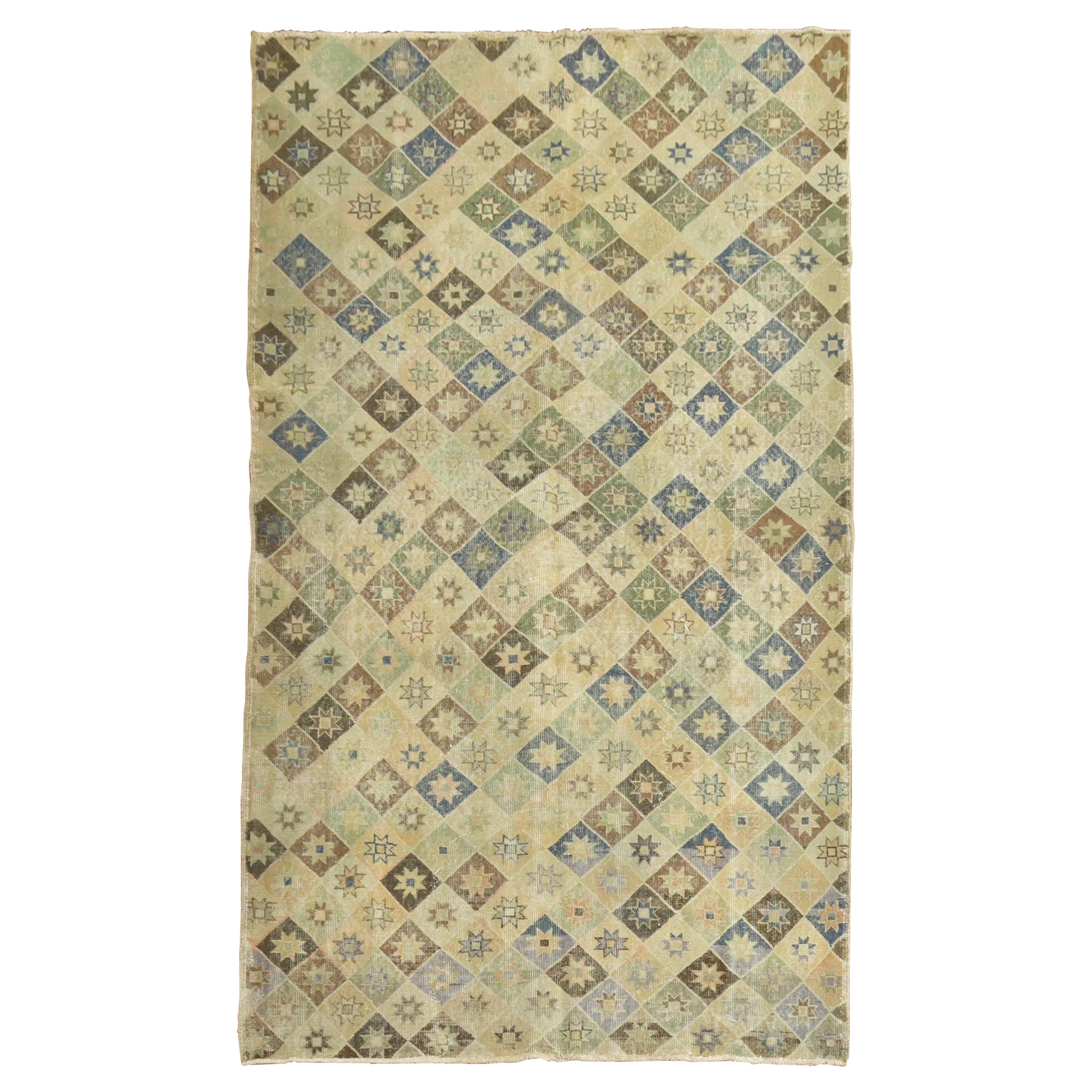Earth Color Turkish Deco Rug For Sale