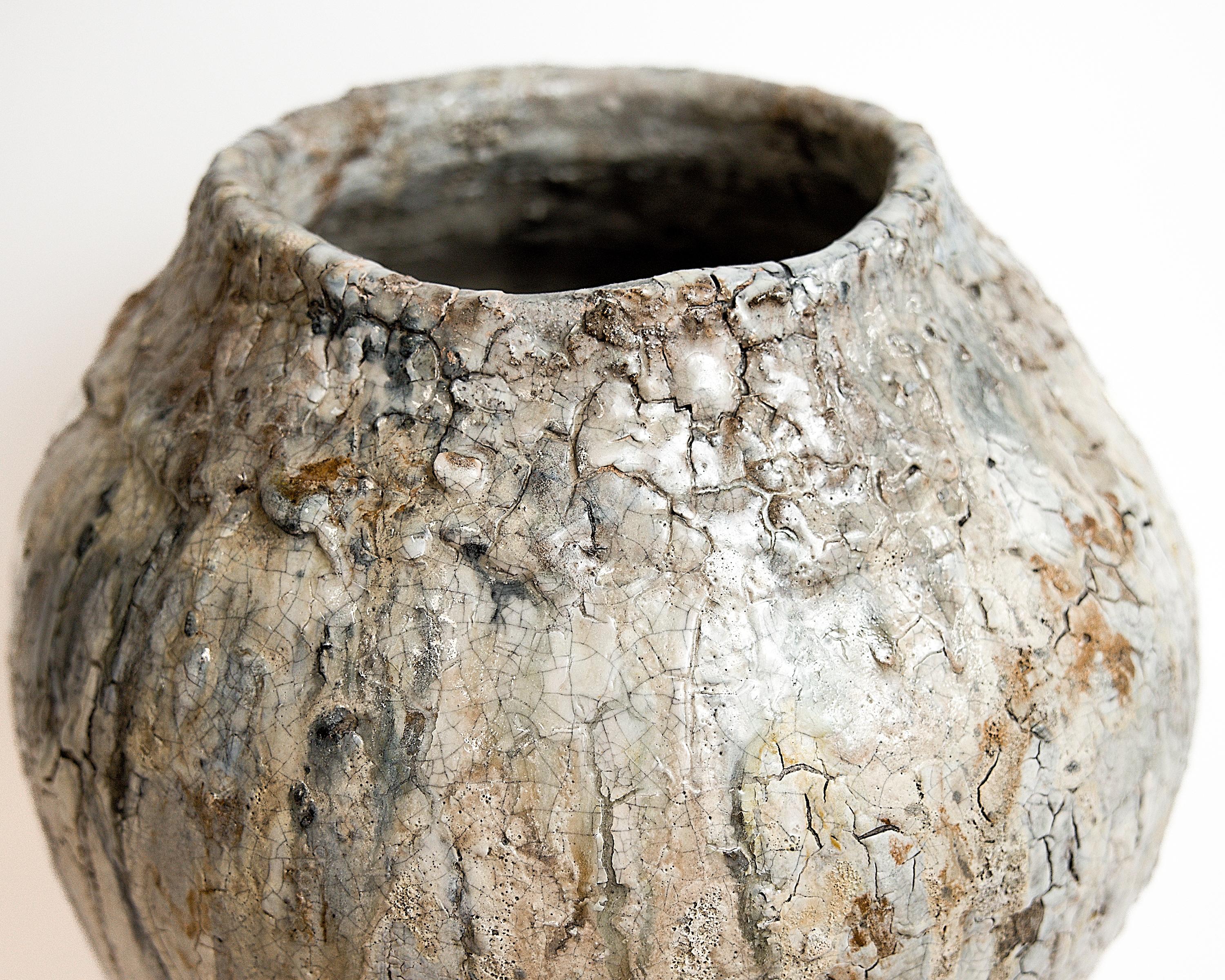 Fired Earth Crackle Moon Jar 200