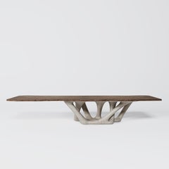 "Earth Dining Table" in Wood with Travertine by Mehmet Orel