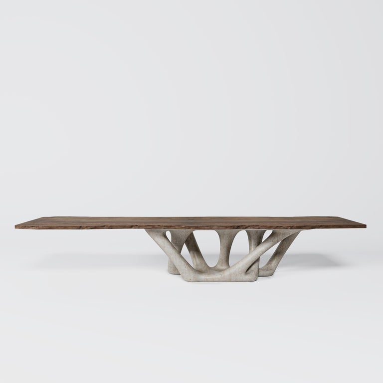 "Earth Dining Table" in Wood with Travertine by Mehmet Orel For Sale at
