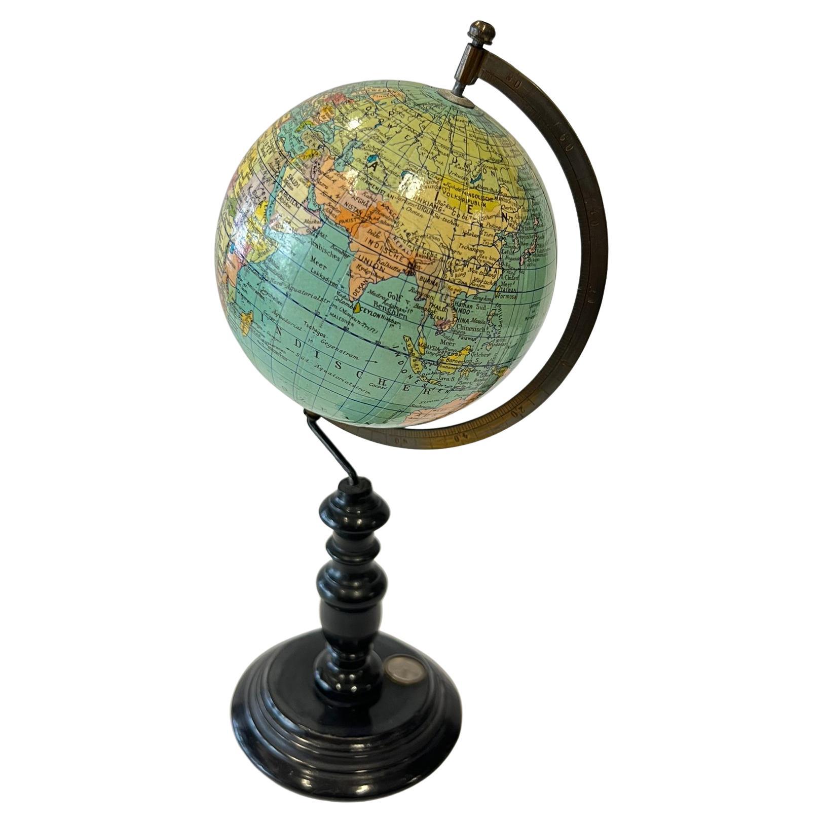 Mid-20th Century Earth globe from 1930 Germany For Sale