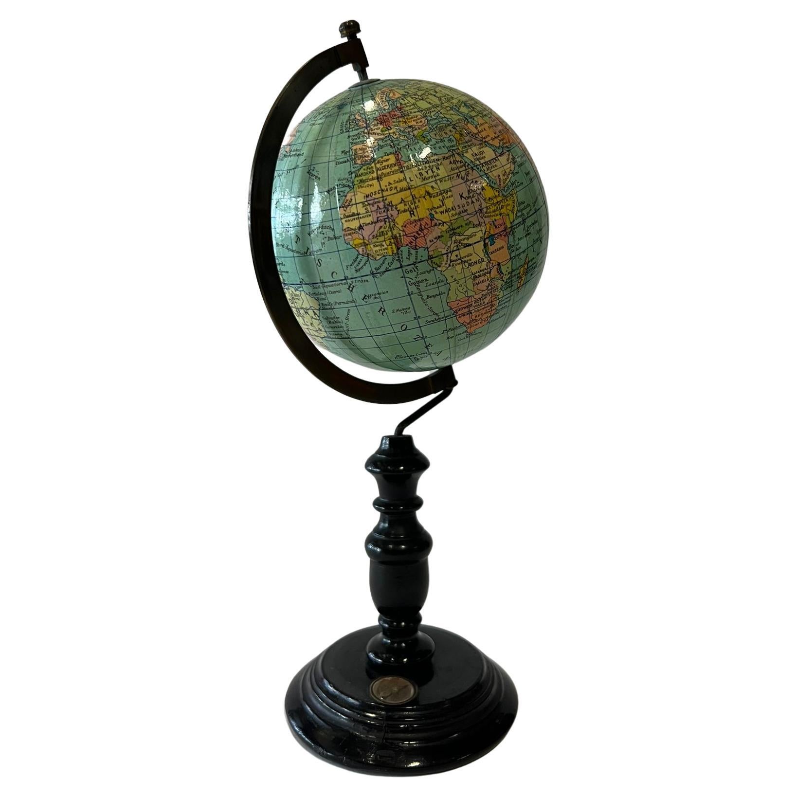 Wood Earth globe from 1930 Germany For Sale