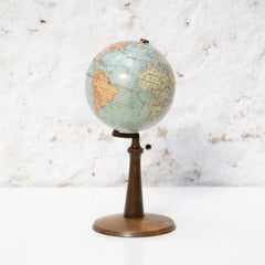 Earth Globe Paluzie Wood And Plaster, circa 1940
