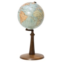 Earth Globe Paluzie Wood And Plaster, circa 1940