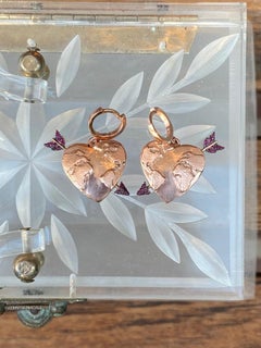 Earth Heart Hoop Earrings with Arrows 9 Karat Gold