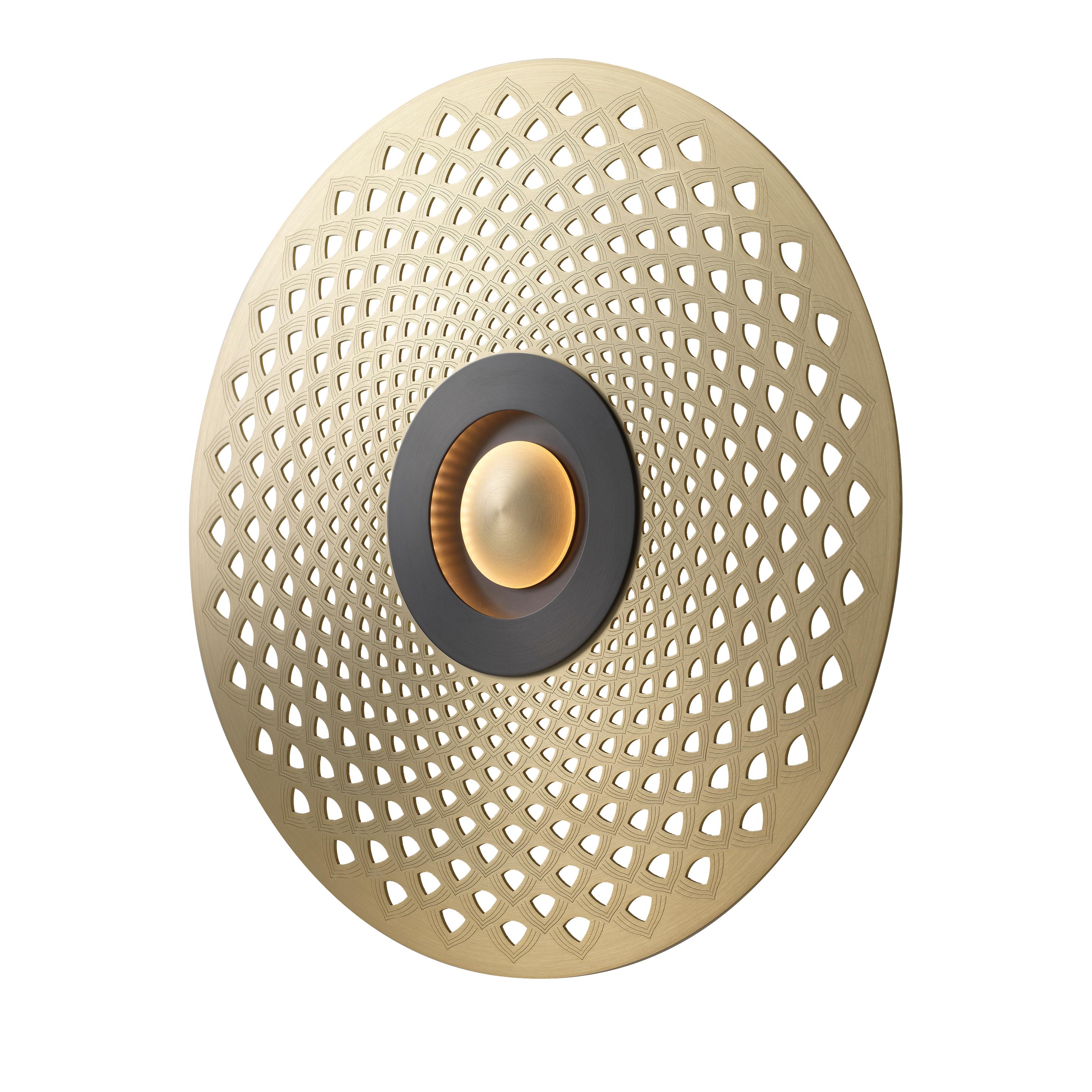 Earth Mandala wall light by Emilie Cathelineau
Dimensions: D44 X H5 cm
Materials: Solid brass,Polycarbonate diffuser.
Others finishes and dimensions are available.

All our lamps can be wired according to each country. If sold to the USA it